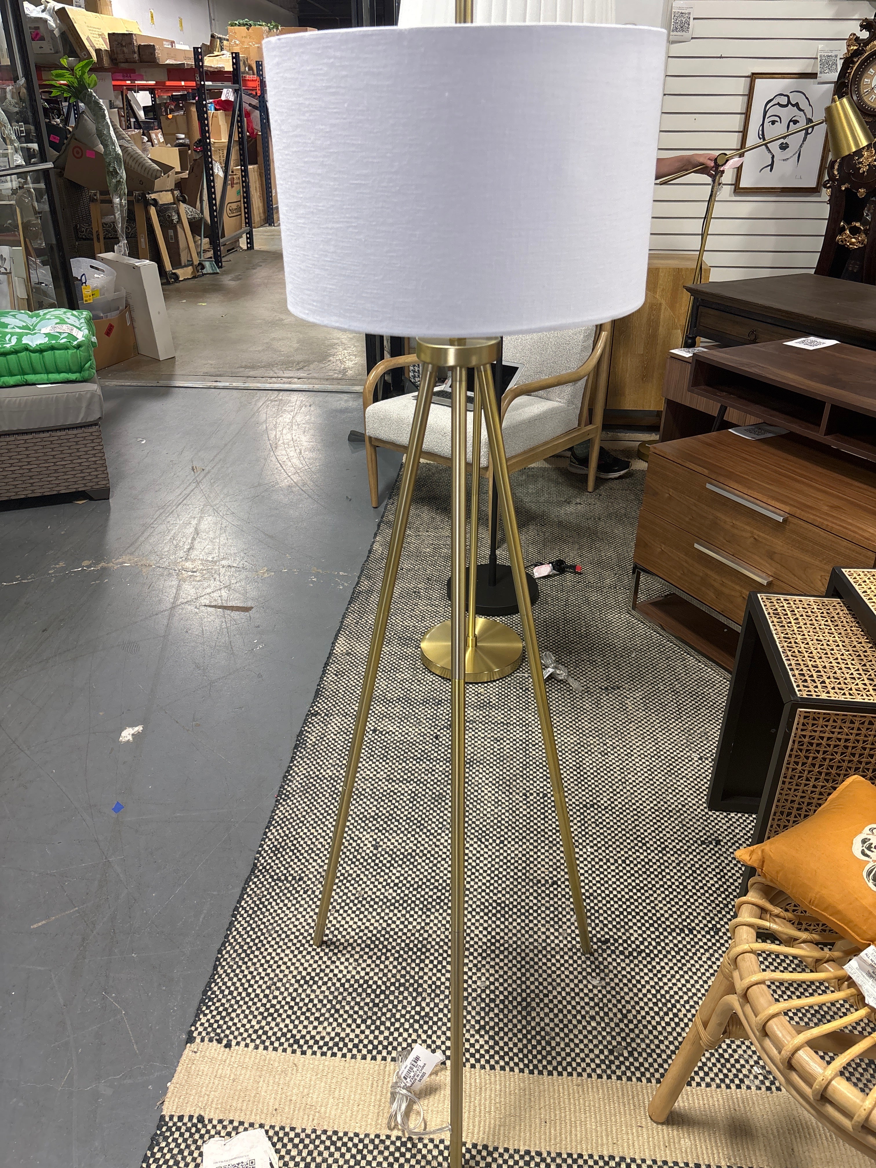 60" x17.5" Ellis Tripod Floor Lamp - Brass SHOWROOM ITEM