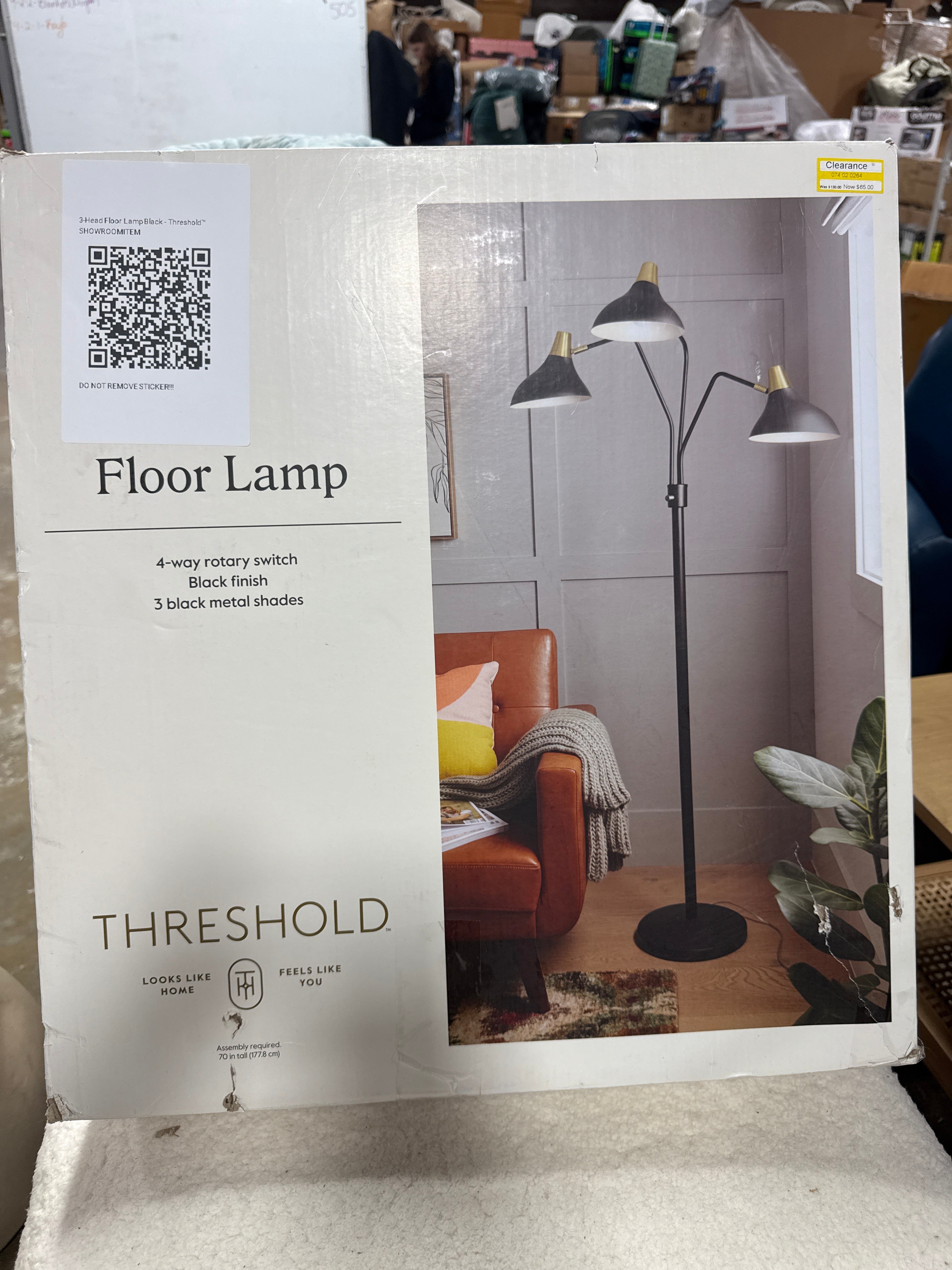 3-Head Floor Lamp Black - Threshold™ SHOWROOM ITEM