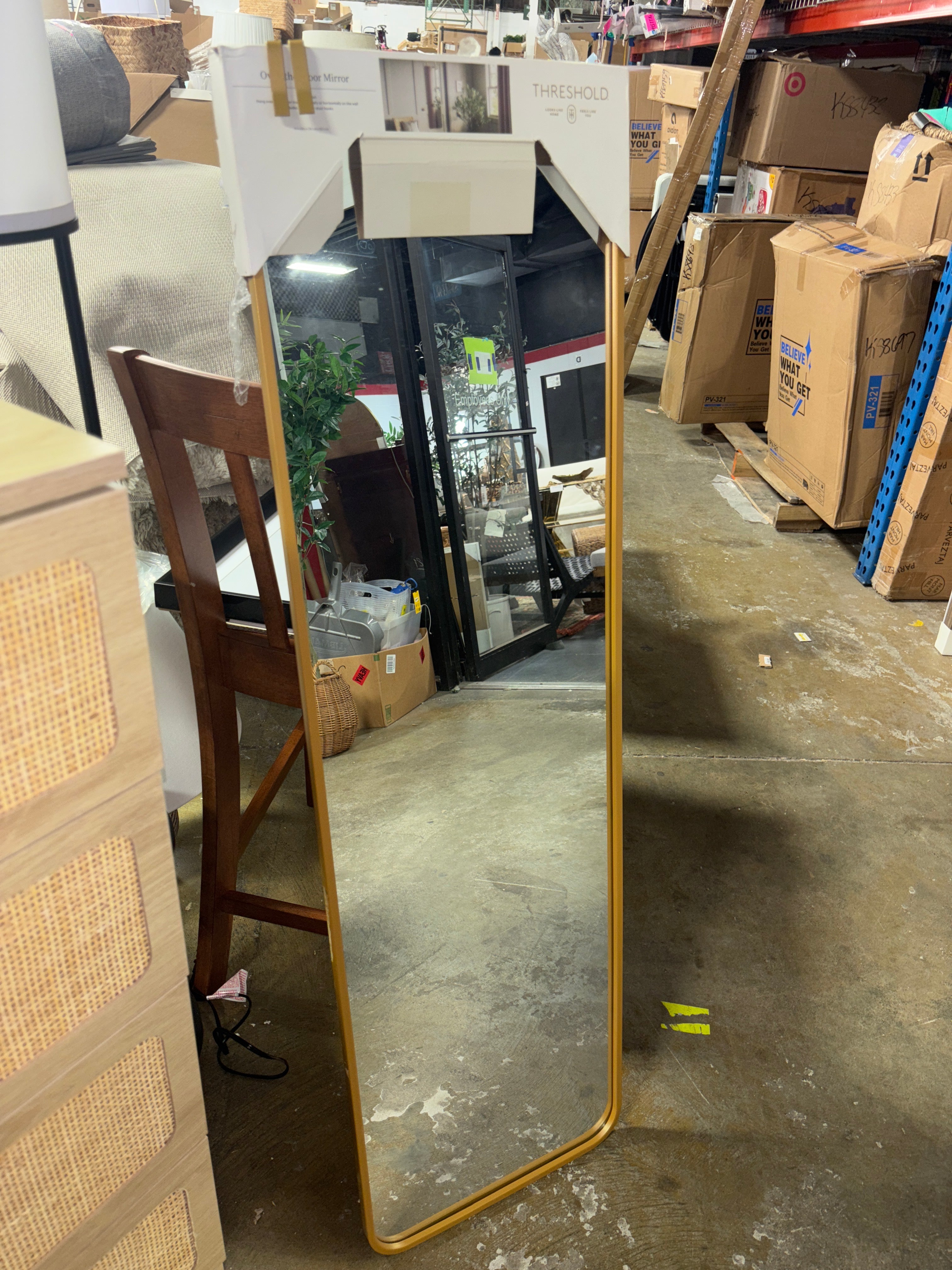 Over-the-Door Mirror Metal - Brass SHOWROOM ITEM