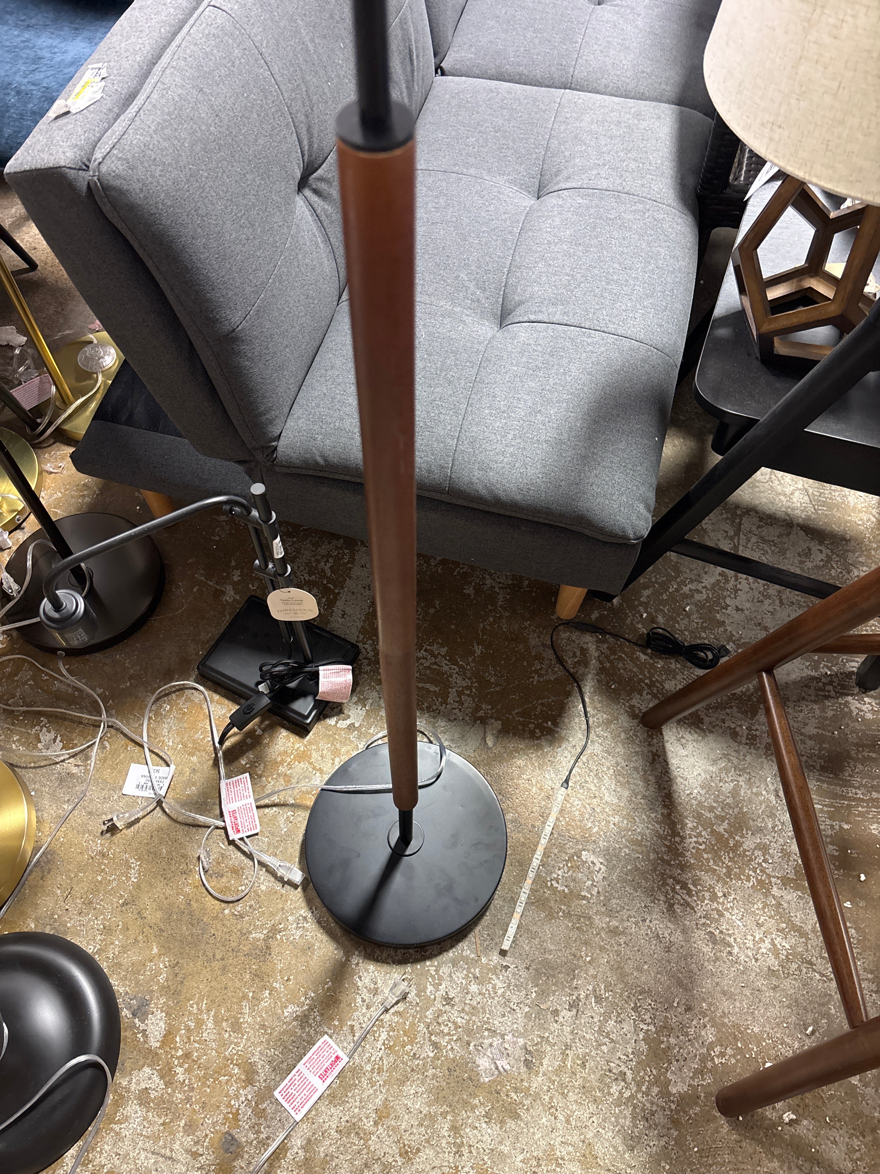 60.5"x18" Cut Off Base Floor Lamp - Black/Brown & Metal/Wood SHOWROOM ITEM
