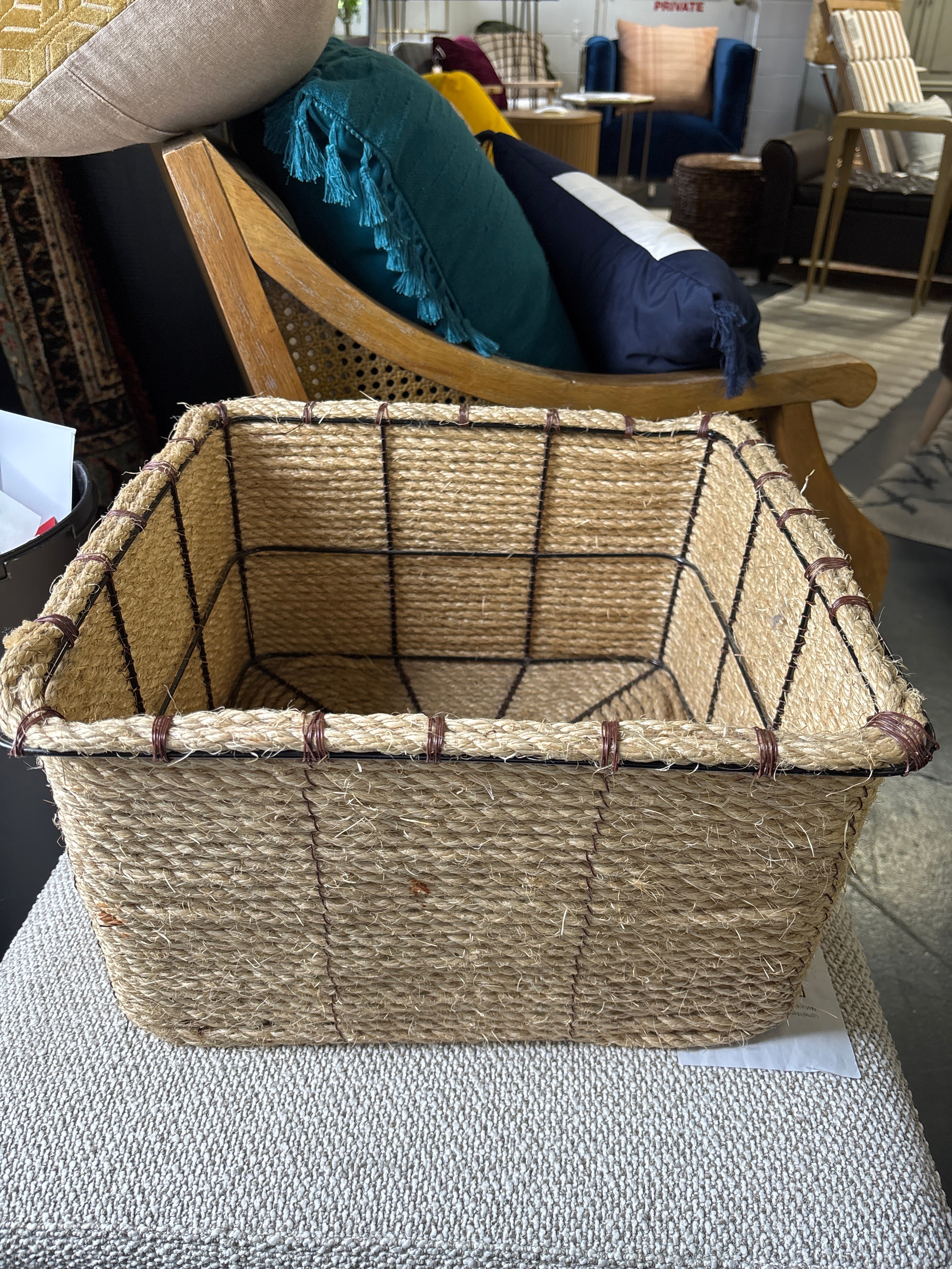 16"x16" Square Woven Basket SHOWROOM ITEM