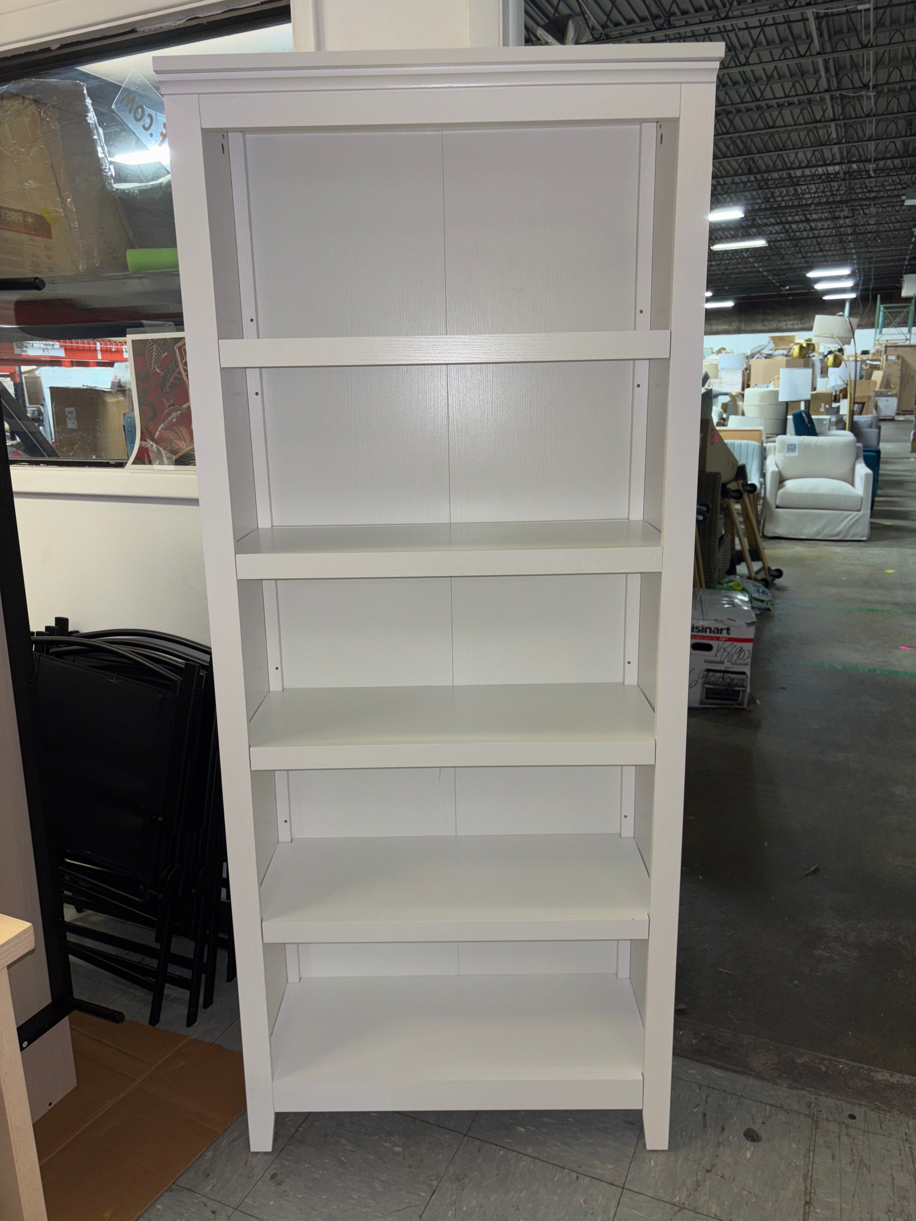 72" Carson 5 Shelf Bookcase - White SHOWROOM ITEM