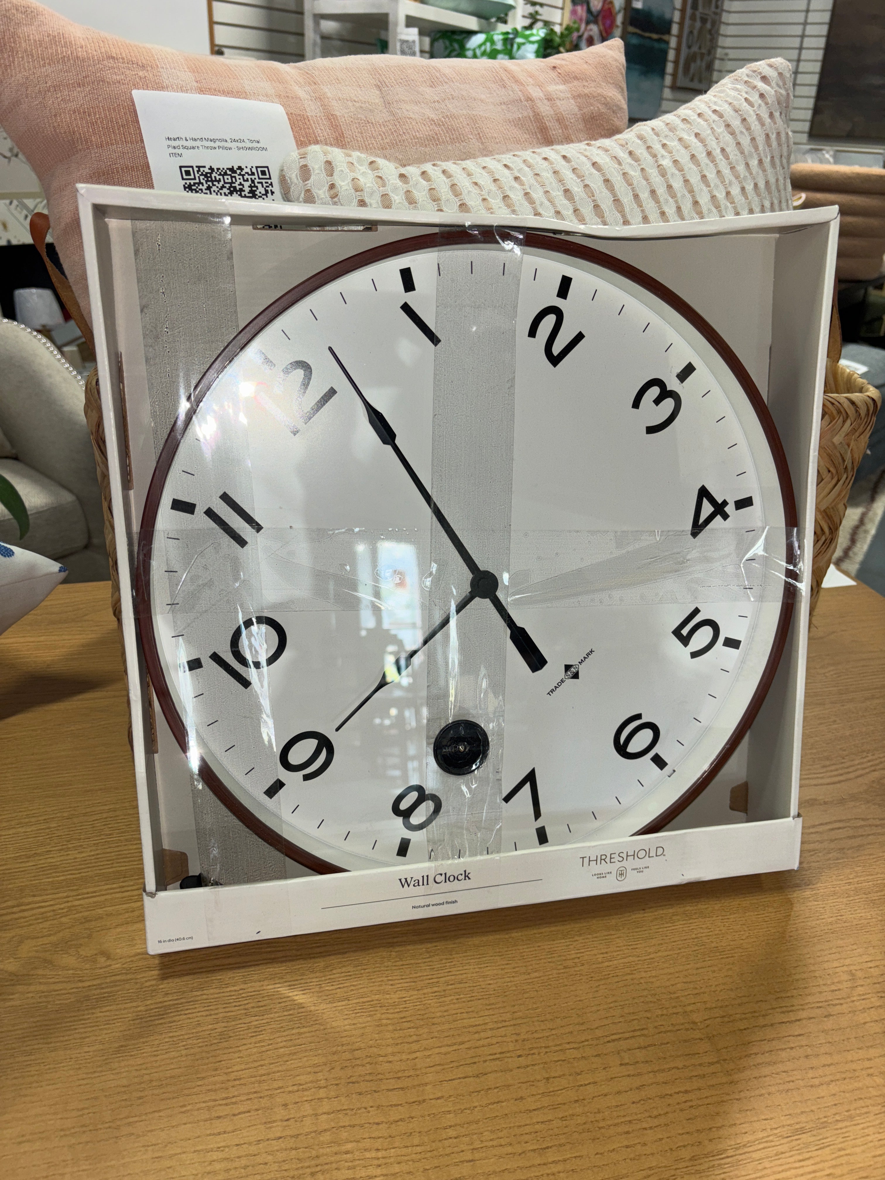 16" Thin Frame Wall Clock - Red/Brown SHOWROOM ITEM