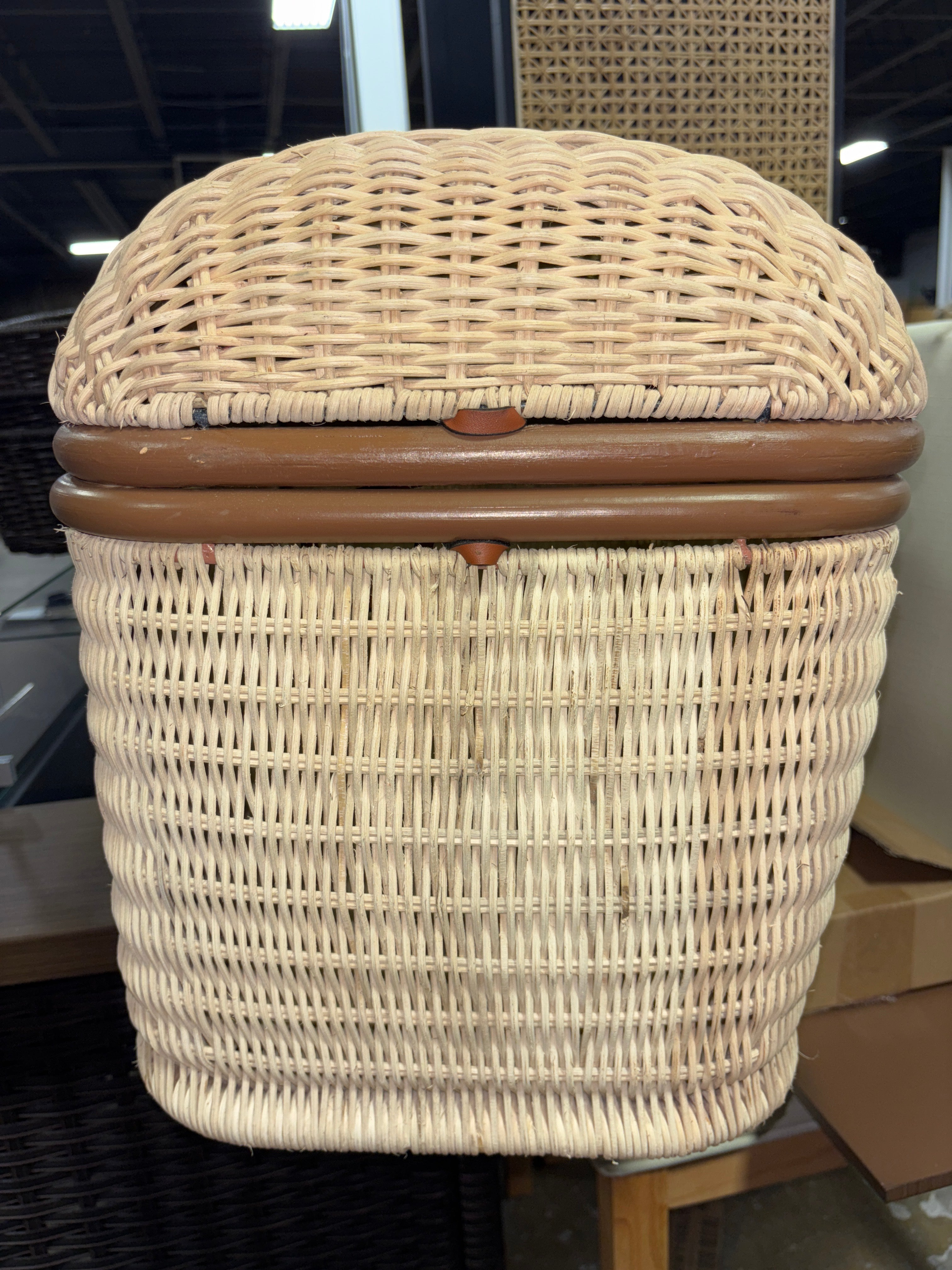 21" Woven Rattan Storage Trunk - Brown SHOWROOM ITEM