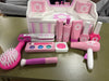 17pc Wooden Beauty Salon Play Set With Vanity and Accessories SHOWROOM ITEM