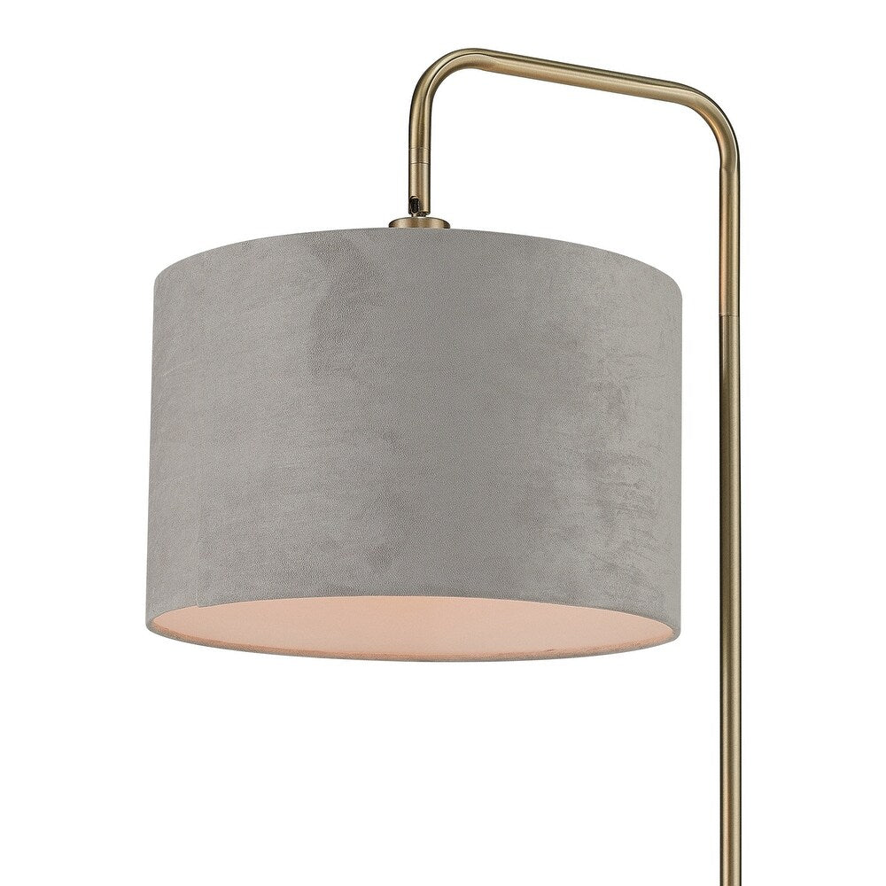 Barden Floor Lamp with Linen Shade - Brass Lamp w/Light Gray Velvet Shade