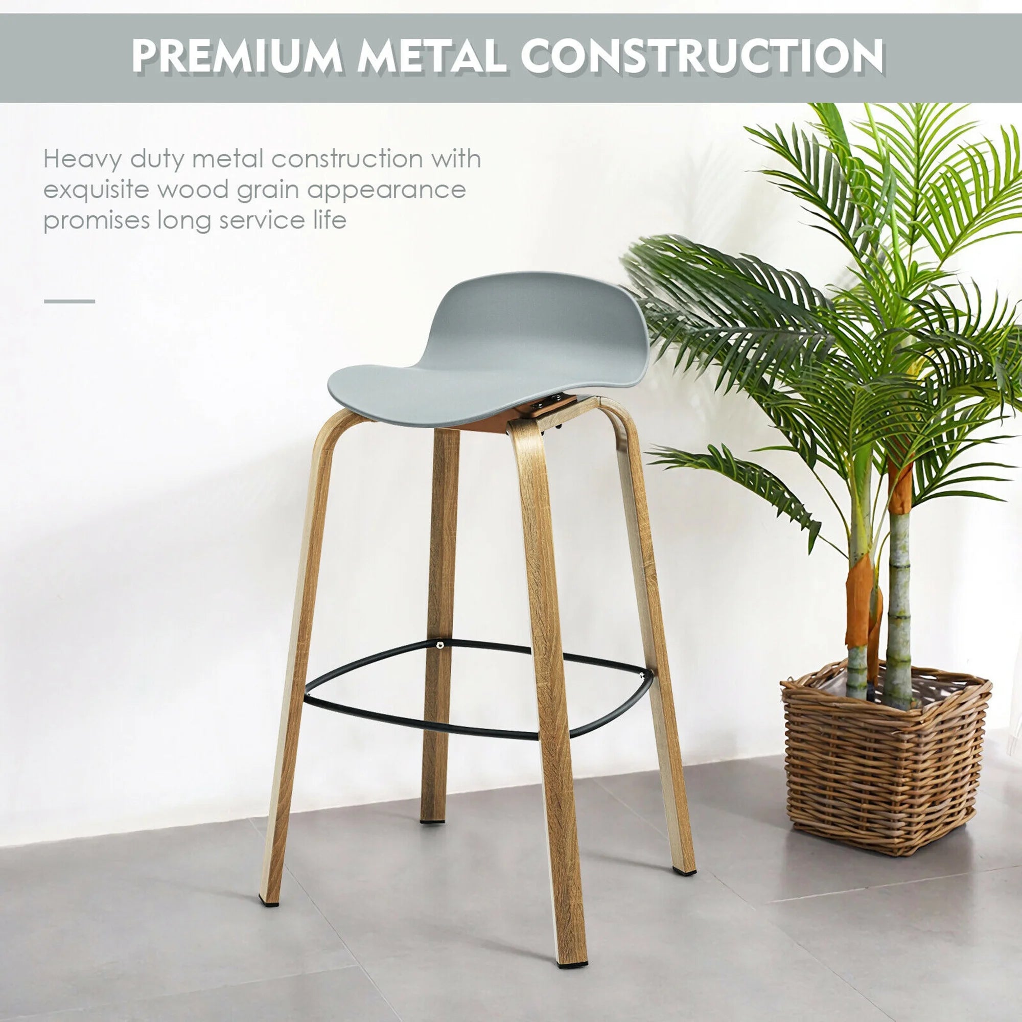 Bar Stool, Grey, 1-Piece