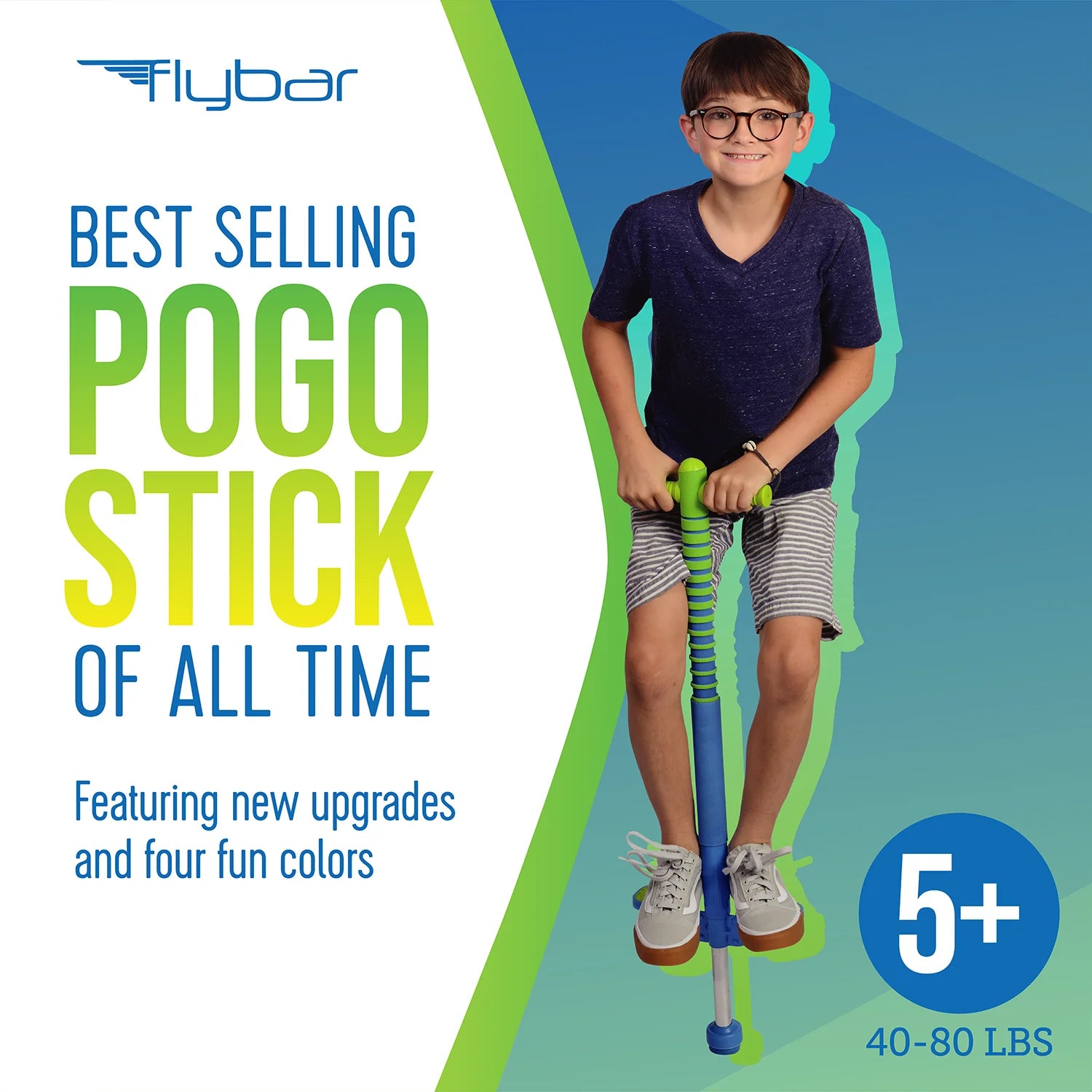 Maverick Foam Pogo Stick for Kids, Outdoor Kids Toys, Green/Blue