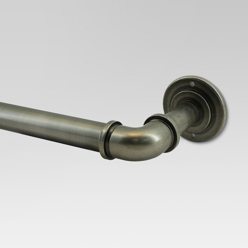 French Pipe Curtain Rod Pewter - Adjustable Metal, Antique Finish
