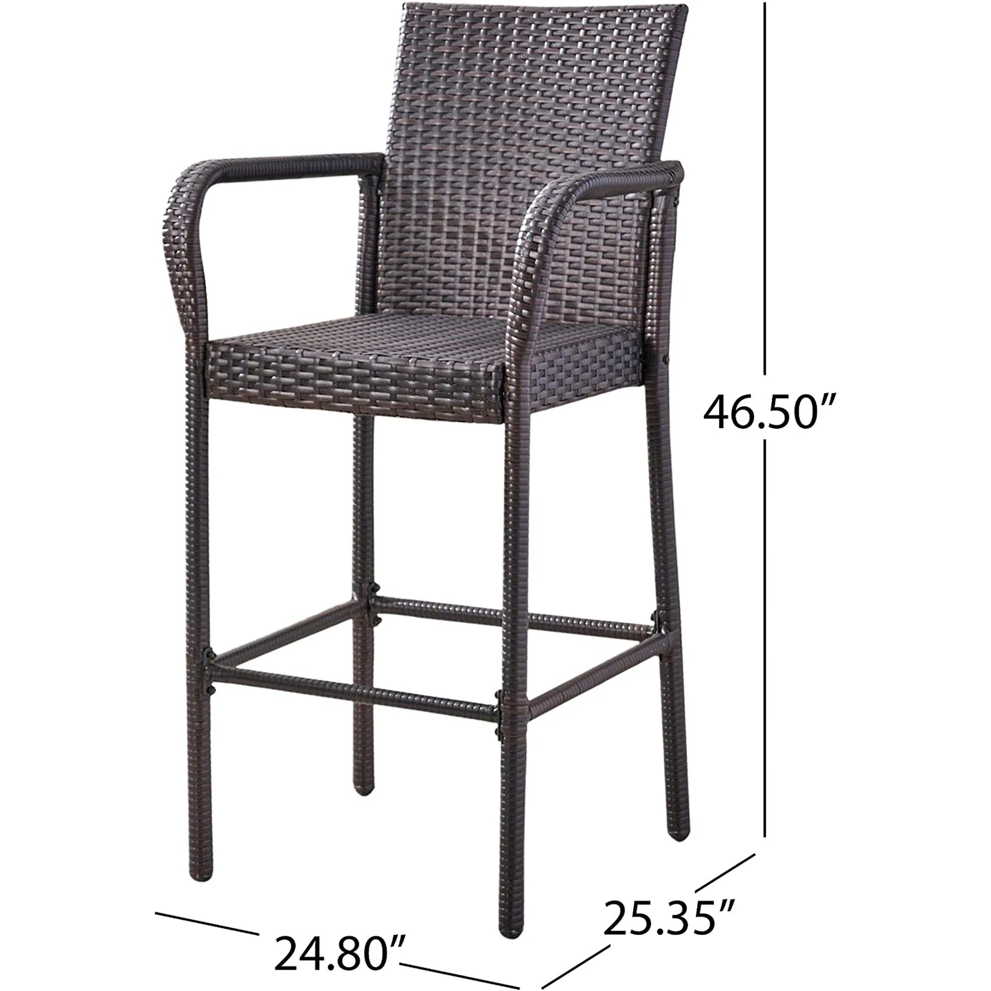 Stewart Outdoor Bar Stool, Set of 2, Brown