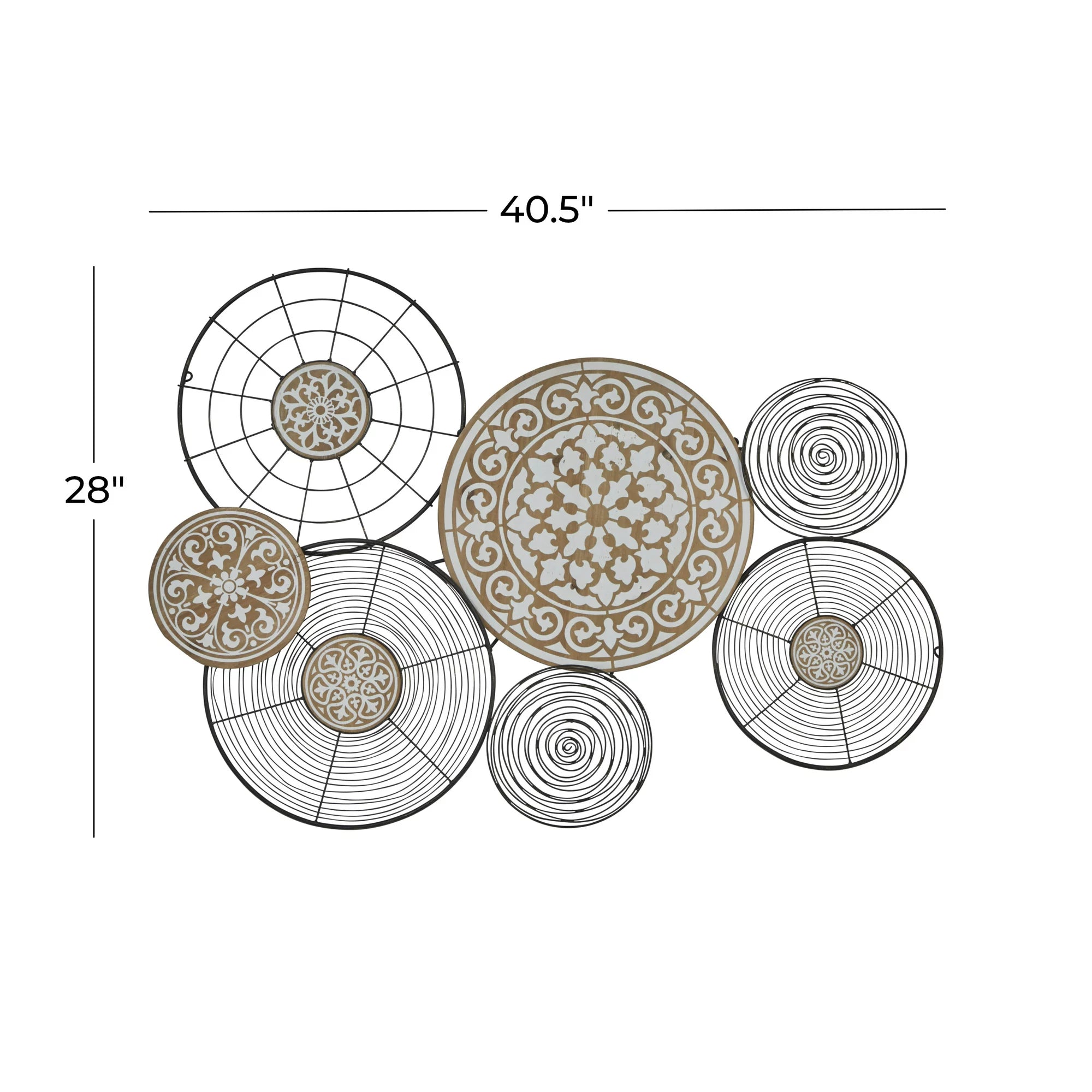 Black Metal Plate Wall Decor with Intricate Pattern