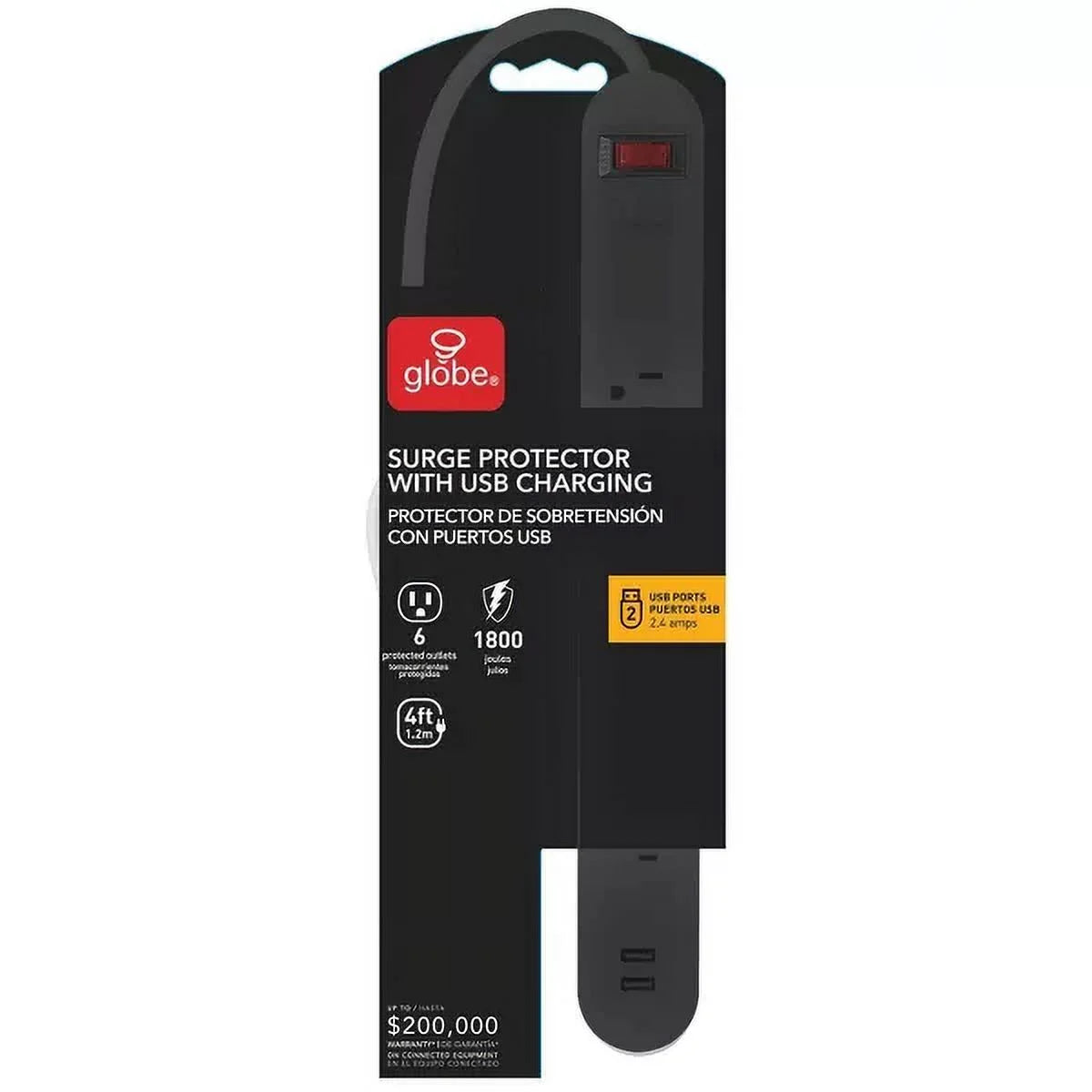 6 Outlet Extension Cord Black