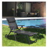 Patio Lounge Chair W/ Wheels Aluminum Frame Adjustable