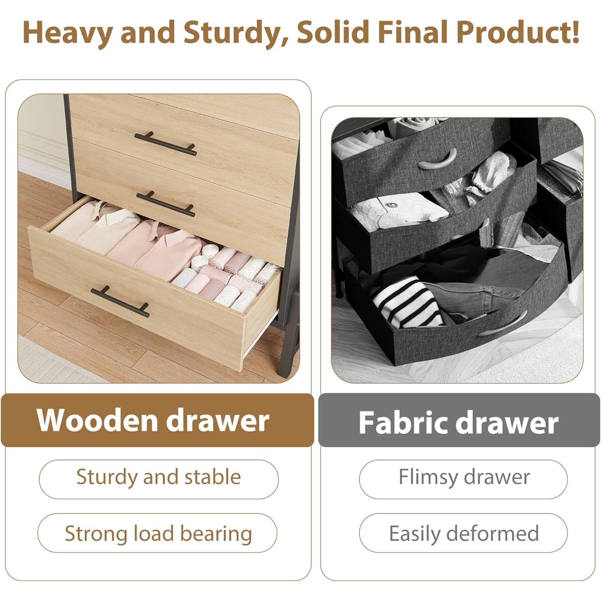 4+2 Dresser for Bedroom, Tall Drawer with Storage Freestanding, Wooden Closet Storage Chest