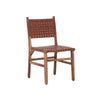 Leather Woven Dining Chair Wooden Chair Set Of 2, Brown