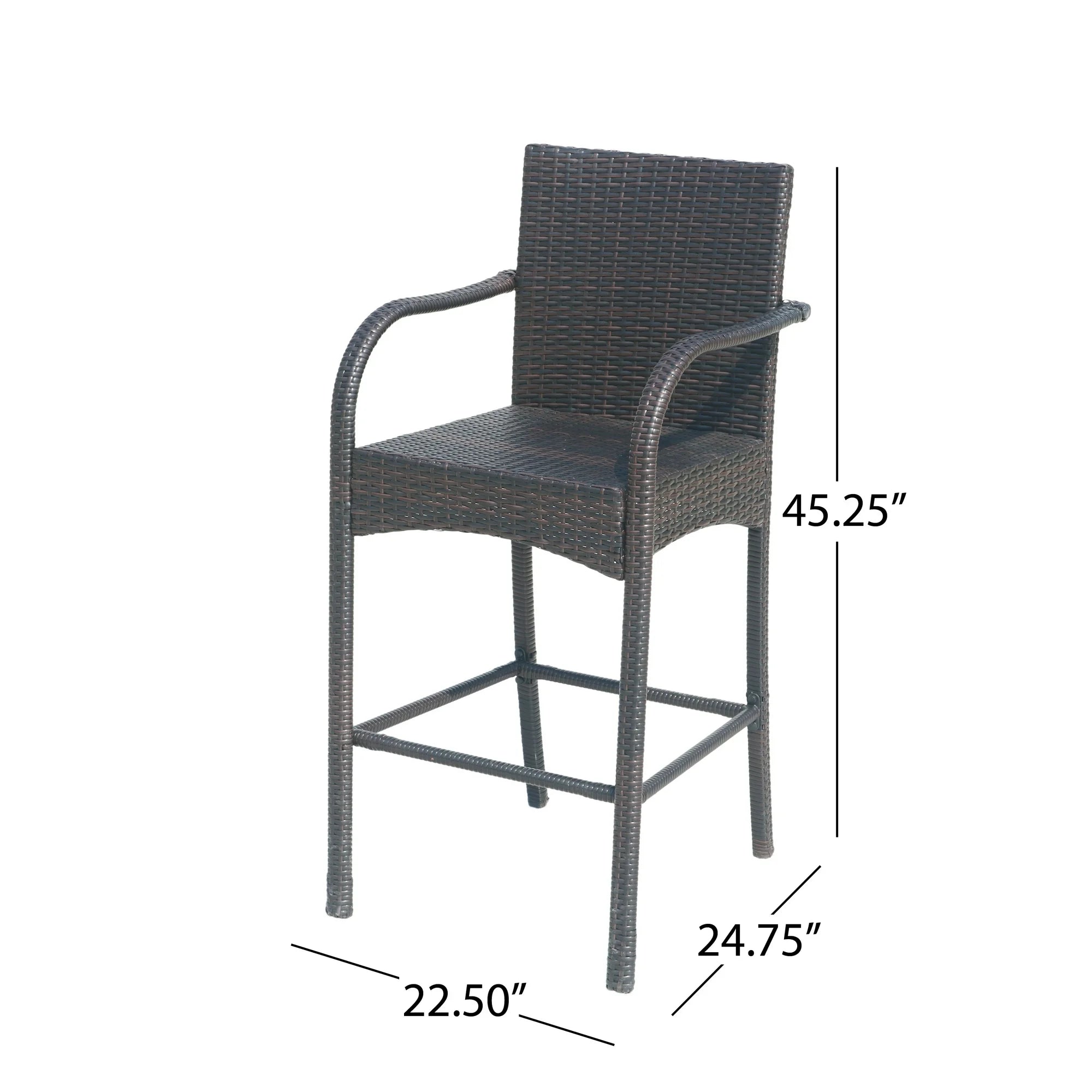 Cascada Outdoor Wicker Barstool Chair in Brown (Set of 2)