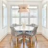 8-Light Patinaed Brass/ Bleached Natural Rope Woven Fabric Tapered String Drum Chandelier - Natural Ivory Rope