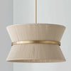 8-Light Patinaed Brass/ Bleached Natural Rope Woven Fabric Tapered String Drum Chandelier - Natural Ivory Rope