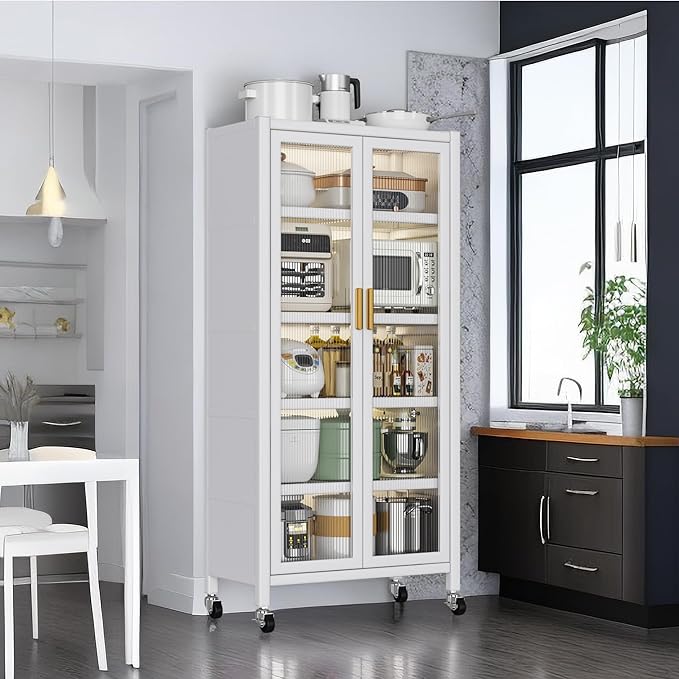 Kitchen Pantry Storage Cabinet with Microwave Oven Countertop