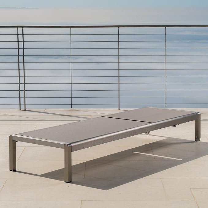 SET OF 2 Home Cape Coral KD Outdoor Mesh Chaise Lounge, Gray