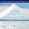 3 Inch Mattress Topper Cover (Only Cover) Mattress Protector Bedding Rayon Made from Bamboo Removable Mattress Encasement with Zippers, Queen