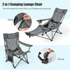 Reclining Camping Chair with Foot Rest, Folding Lounge Chair for Adults, w/Adjustable Backrest, Storage Bag & Cup Holder, Portable Recliner Beach Chair Outdoor Camp Picnics, 330 LBS (1, Grey)