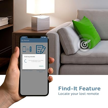 Universal Remote Control for Samsung TV, Blu-ray, Soundbar, Cable/Satellite, Streaming Players, Roku Boxes, and More, 30 Ft Find-It Feature, 4 Device, Backlit, Black