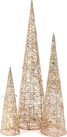 Lighted Holiday Cones, Battery Operated, Set of 3