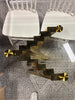 Trona Glass Top Metal Base Dining Table - Gold SHOWROOM ITEM