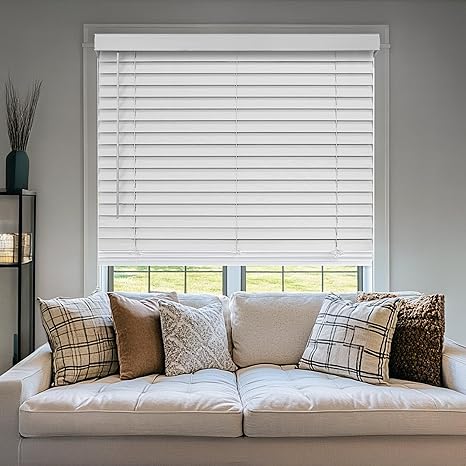 Faux Wood, Window, Wood, Shades, Treatments , Blinds, Basic White