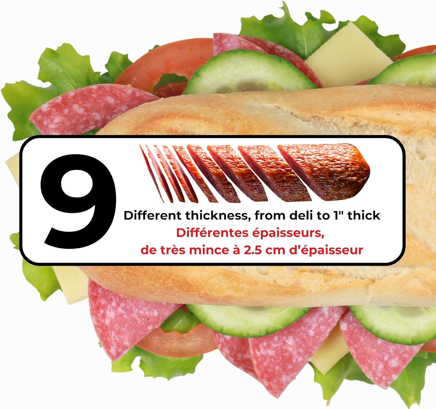 Deli Slicer - Slices Meat, Cheese, Bread -  Stainless Steel Blade