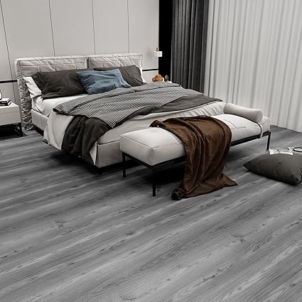 Grey Wood Peel and Stick Floor Tile, 34 Pack, Vinyl Flooring Tiles Wood Plank, Self-Adhesive DIY