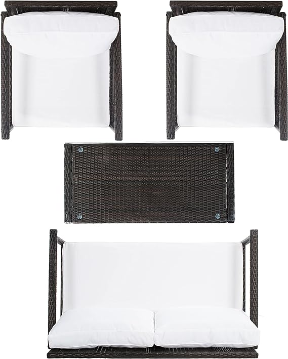 4 Piece Safavieh Outdoor Collection Garnen Wicker Set
