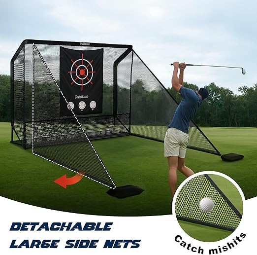 Heavy Steel Frame with 2 Net Side Barriers,for Backyard Driving Chipping Swing Training