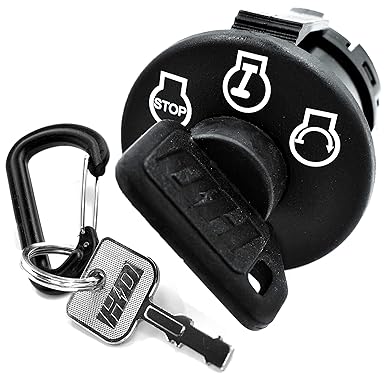 Starter Ignition Switch Replaces John Deere Tractors - Includes 1 Dust Shield Key & 1 Metal Spare Key - Free Carabiner