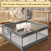 Baby Play Pen Playards, Indoor & Outdoor Active Center Game Fence, with Skin-Friendly Fabric and Soft Breathable Mesh Grey