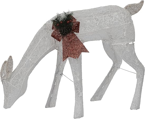 Mesh Grazing Holiday Reindeer Lawn Decoration with Cool White Lights