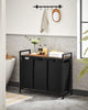 Laundry Hamper, Laundry Basket, Laundry Sorter with 3 Pull-Out and Removable Bags, Shelf, Metal Frame, Rustic Brown and Black