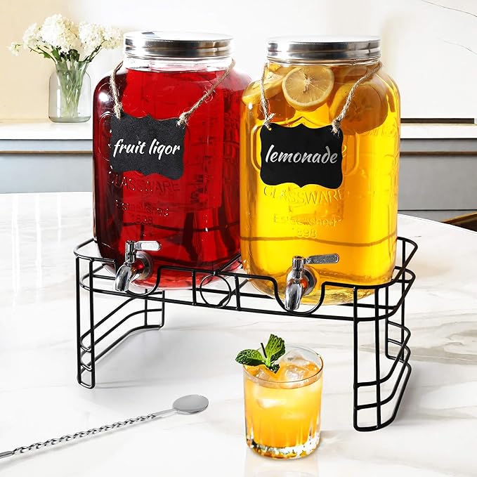 2 Pack Beverage Dispensers with Stand