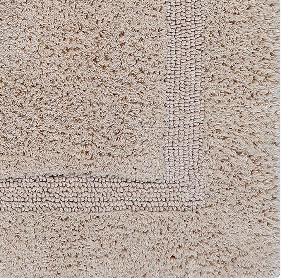 100% Cotton Lux Collection Bath Mats, Sand Bath Mat - Tufted, Reversible & Absorbent & Machine Washable Bath Mats for Bathroom Floor, Shower & Sink Bath Mat Rug, 17" x 24" (Set of 2)