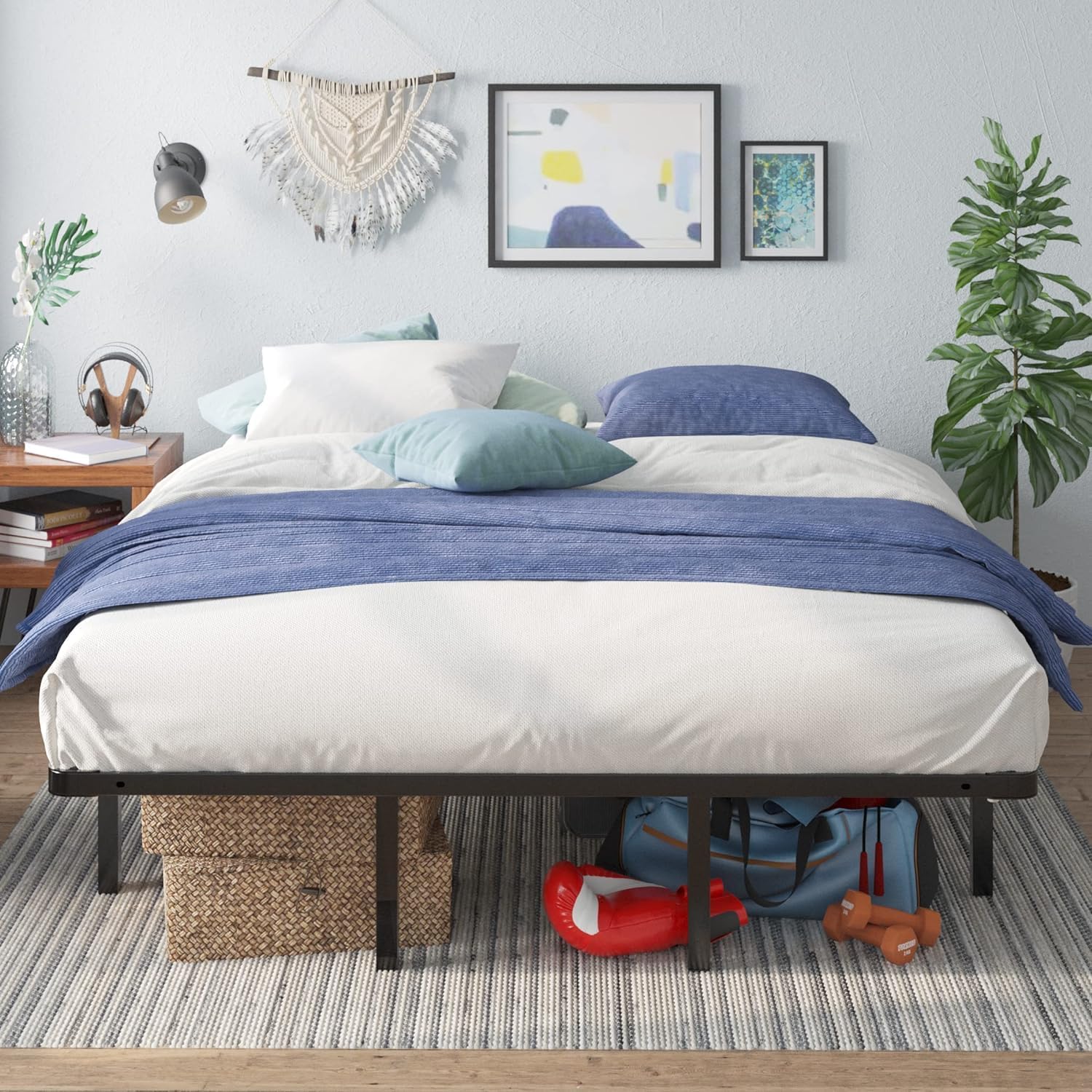 14 Inch Metal Platform Bed Frame / No Box Spring Needed, Twin