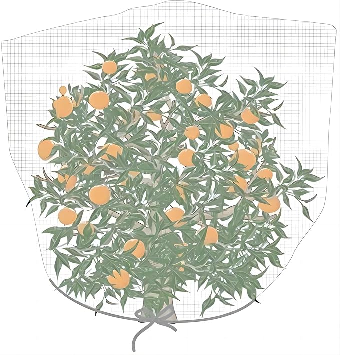 Bird Netting Garden Netting Insect Pest Barrier,Plant Cover Fruit Tree Netting Mesh Protection Bag with Drawstring,White