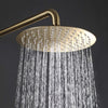 Brushed Gold Shower Faucet Set, Wall Mount Round Gold Rain Shower System Mixer Set, Rain Shower Head with Handheld Spray, Solid Brass, Rough-in Valve Included