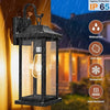 2-Pack Dusk to Dawn Large Outdoor Wall Lights, Exterior Light Fixtures Porch Lights Tempered Clear Glass, IP65 Waterproof Anti-Rust Outside Wall Sconces Matte Black Wall Lanterns