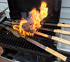 BBQ Skewers Stainless Steel Flat Metal Skewers with Wooden Handles