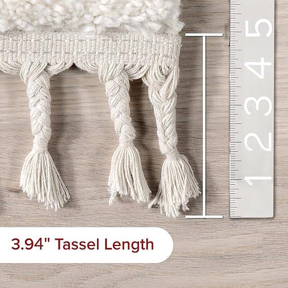 Risette Solid 4'x6' Shag Area Rug, Ivory