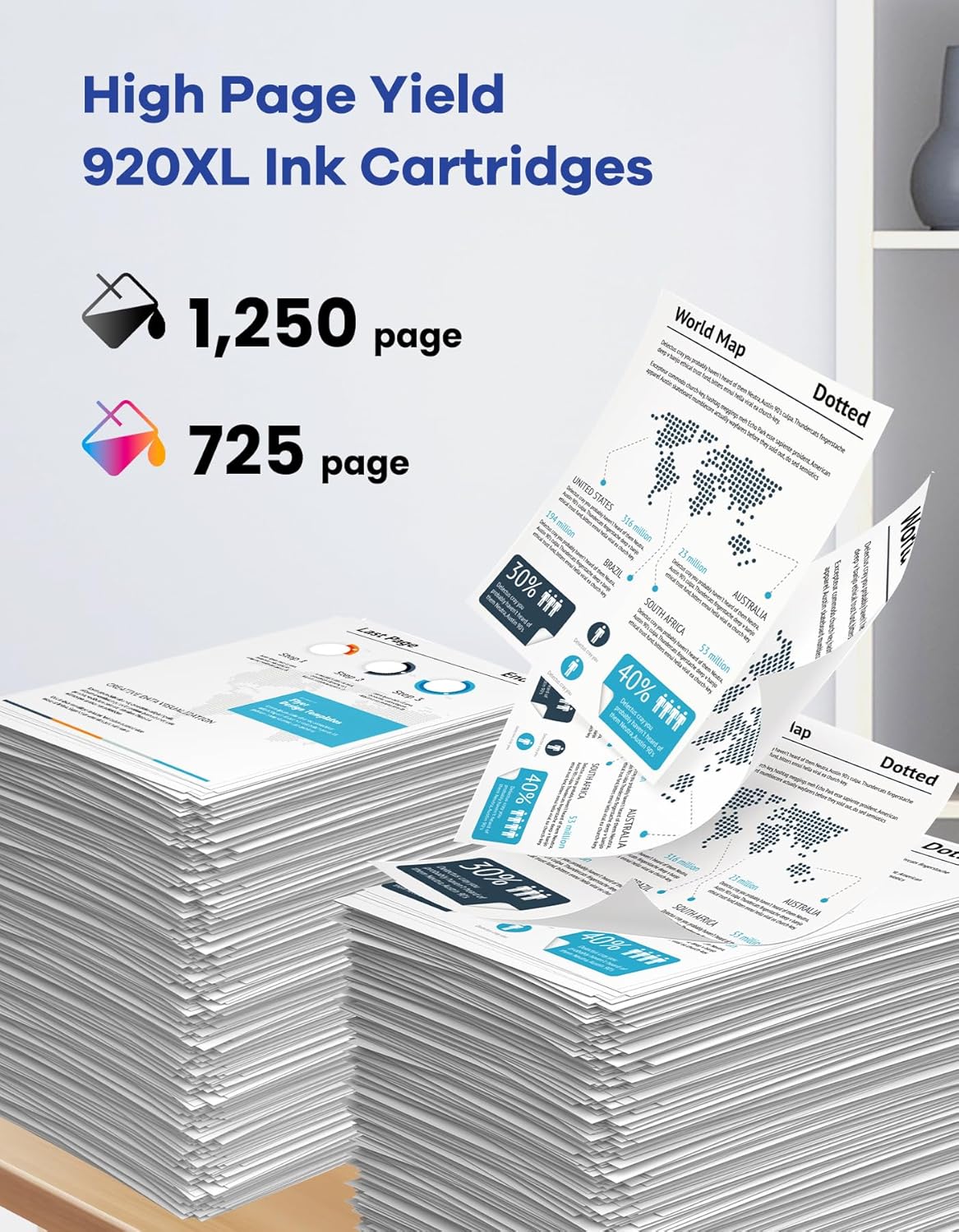 Ink Cartridges Combo Pack High-Yield Replacement for HP Ink Cartridges 4-Pack (Black, Cyan, Magenta, Yellow)