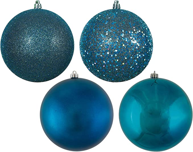 SET of 20 Sea Blue 4-Finish Ball Ornament Assortment (no further discounts)