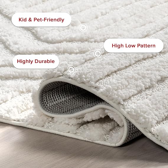 Risette Solid 4'x6' Shag Area Rug, Ivory