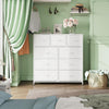 9-Drawer Dresser, Fabric Storage Closet, Tall Chest Organizer Unit for Bedroom with Fabric Bins, Steel Frame, Wood Top, Easy Pull Handle, White